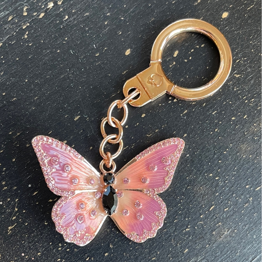 Kate Spade Butterfly Keychain in Rosegold